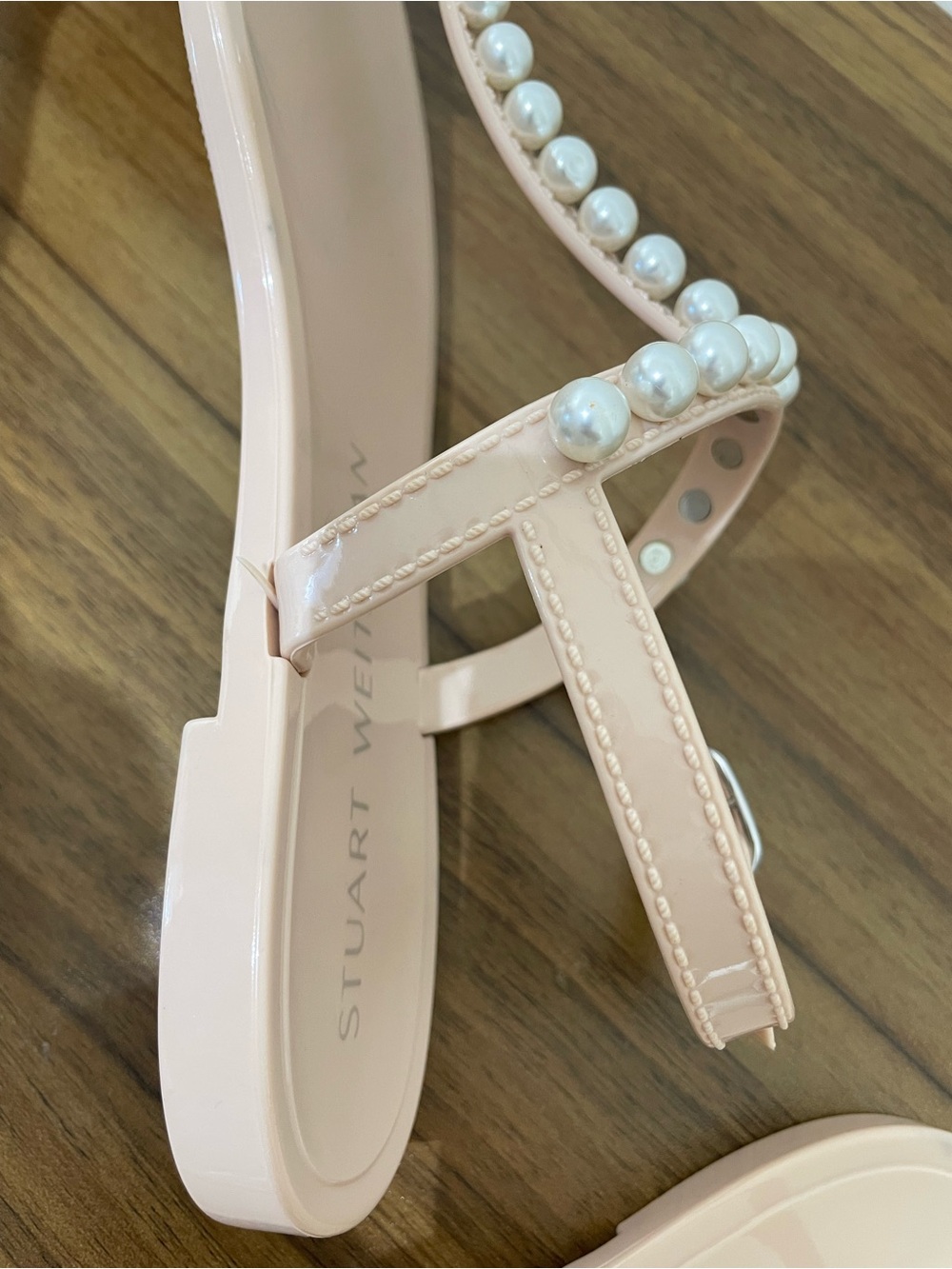 STUART WEITZMAN Goldie Pearl Jelly Sandals Size 7 Nude Blush - Picture 15 of 15